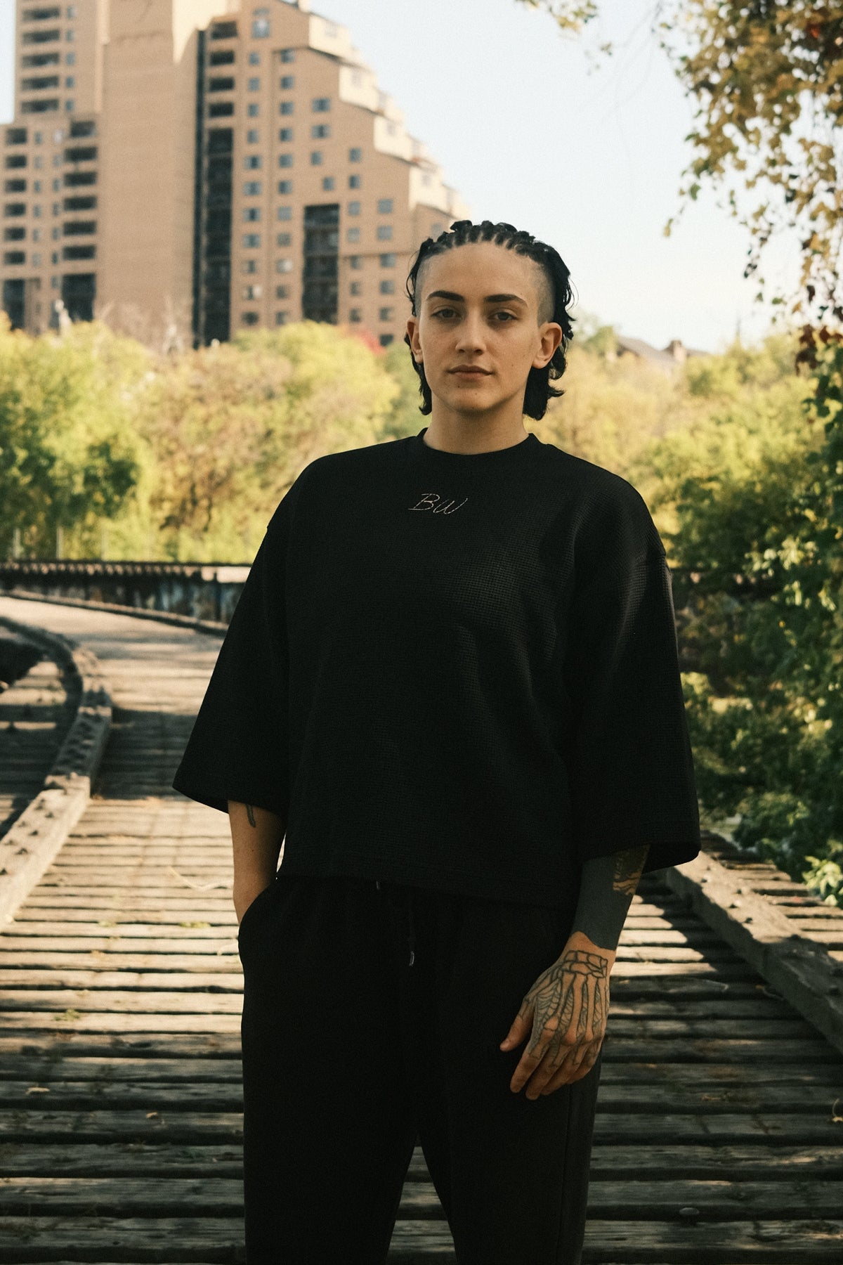 BW Waffle Boxy Crewneck
