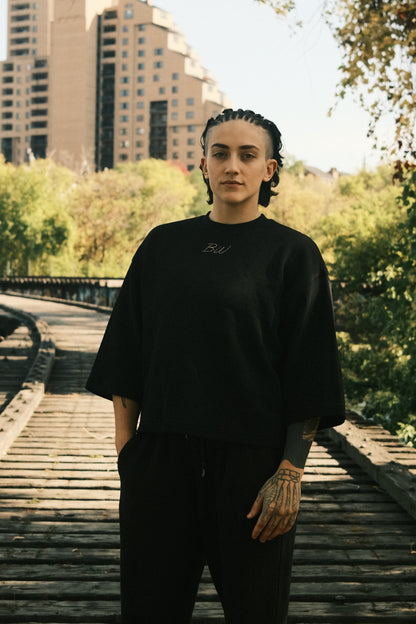 BW Waffle Boxy Crewneck