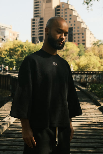 BW Waffle Boxy Crewneck