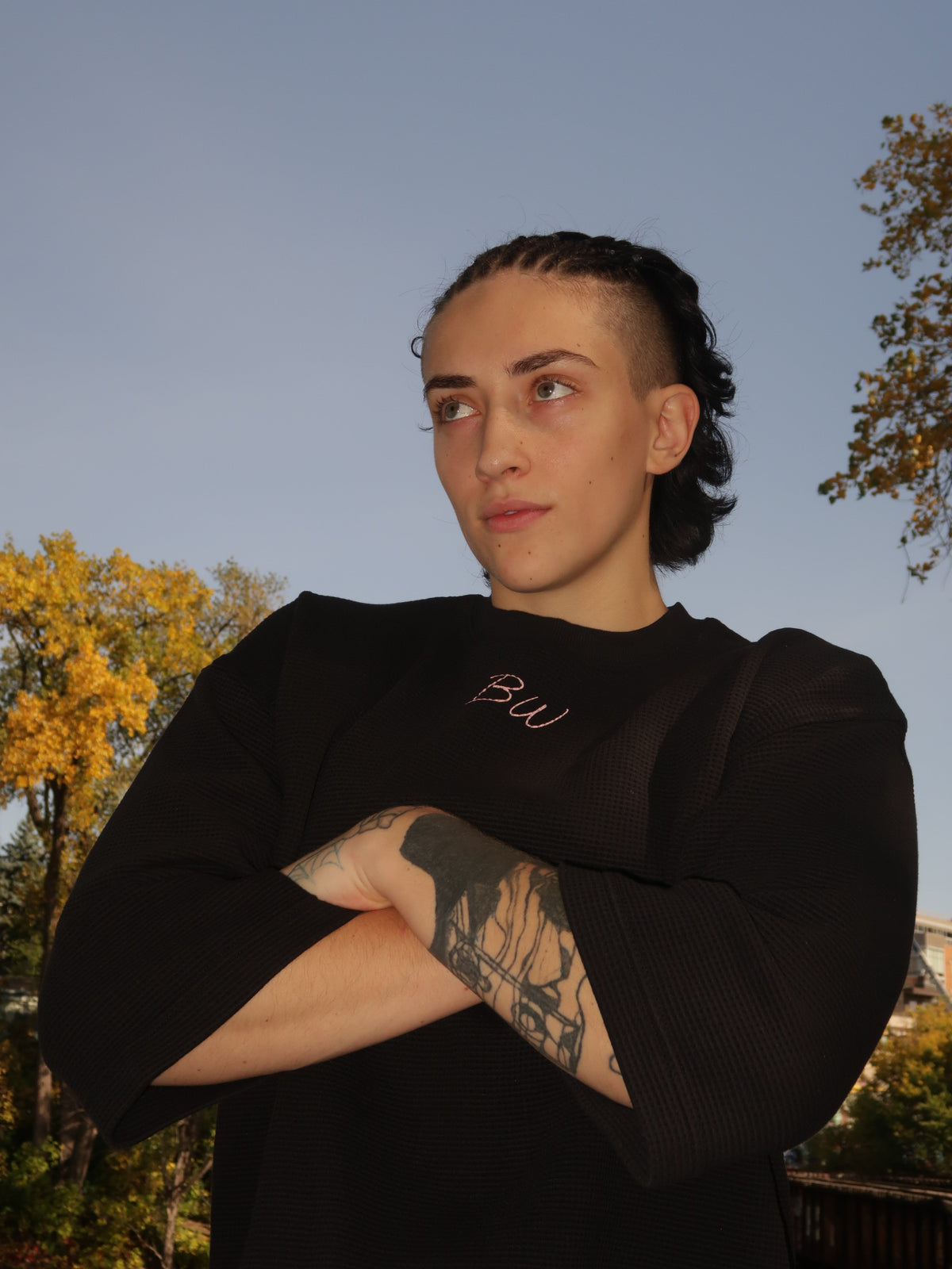 BW Waffle Boxy Crewneck