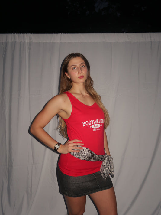 Rhinestoned Classic Bodywelder Tank - Red XS, L